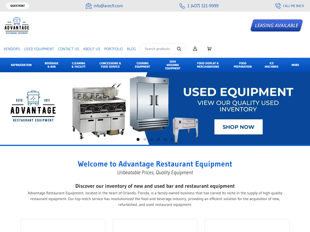 Advantage Restaurant Equipment website