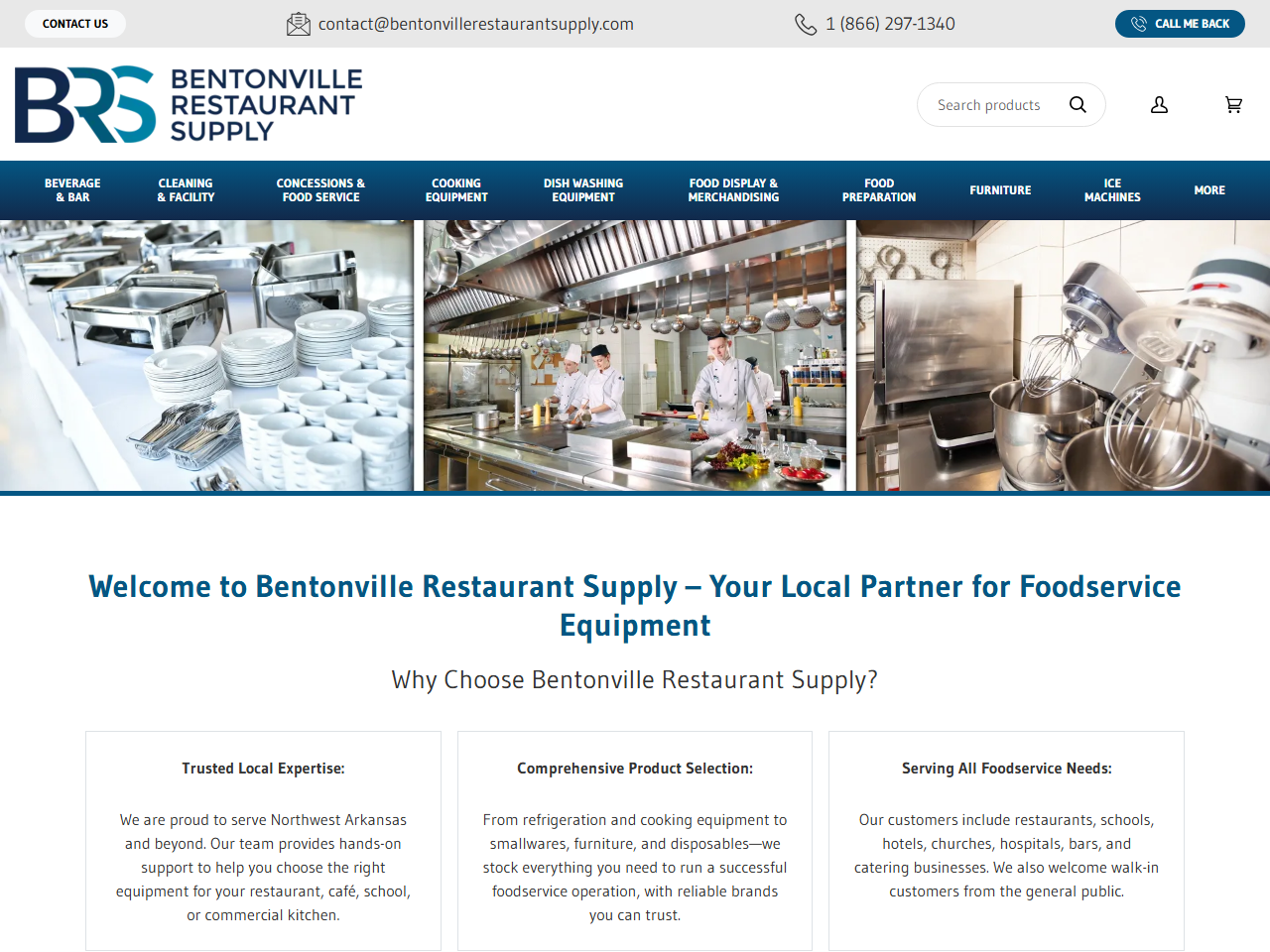 Bentonville Restaurant Supply website