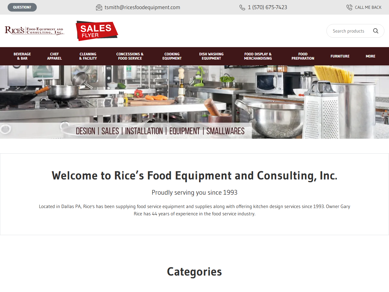 Rice’s Food Equipment website